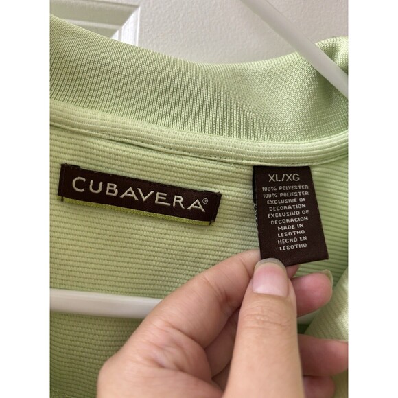 Cubavera Polo Shirt Men XL Pale Green Solid Textured Short Sleeve - Picture 2 of 11